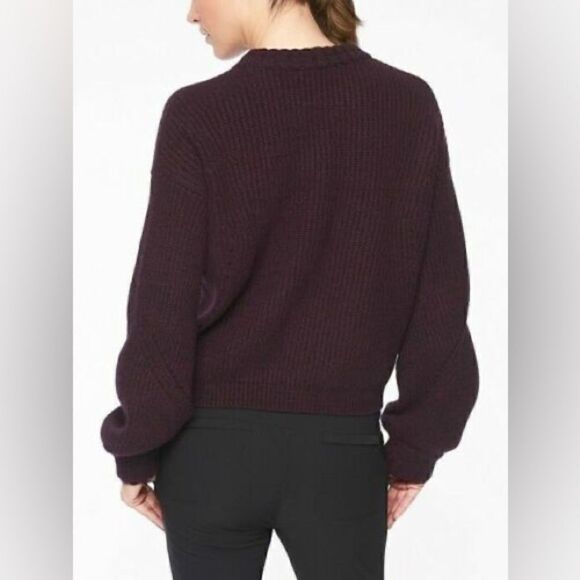 Athleta Wool Cashmere Lucca Purple Bubble Sleeve Sweater XS - Picture 2 of 6